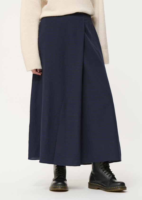 Jupe bleu marine évasée longueur midi  - MARINE#couleur_MARINE