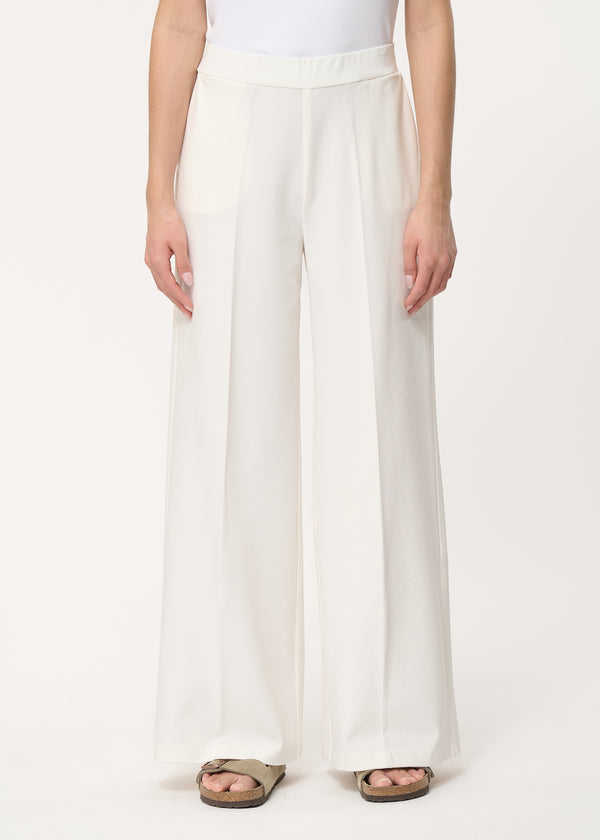 Pantalon large blanc en jersey milano - OFF WHITE#couleur_OFF WHITE