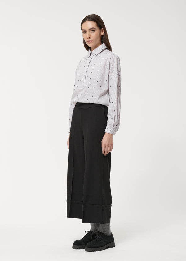 Pantalon large noir longueur 7/8ème - NOIR#couleur_NOIR