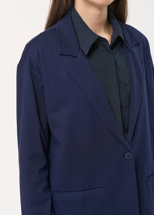 Veste tailleur bleu marine coupe droite - MARINE#couleur_MARINE