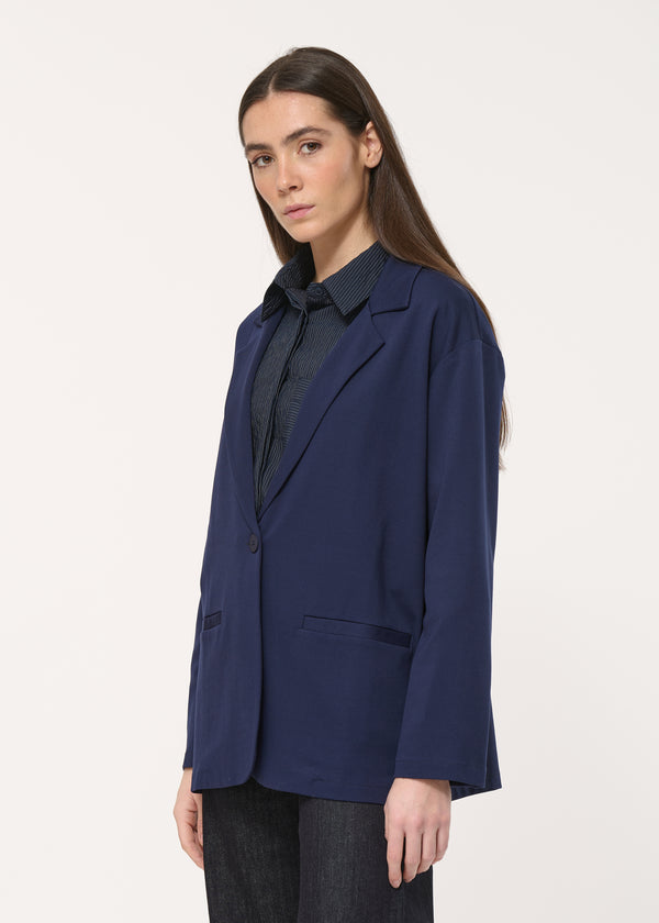 Veste tailleur bleu marine coupe droite - MARINE#couleur_MARINE