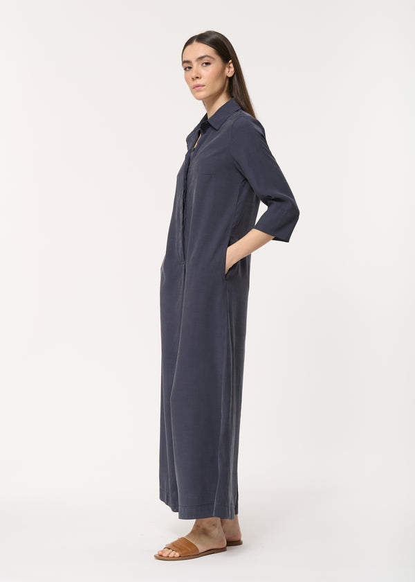 Combinaison bleu marine oversize manches 3/4 - MARINE#couleur_MARINE