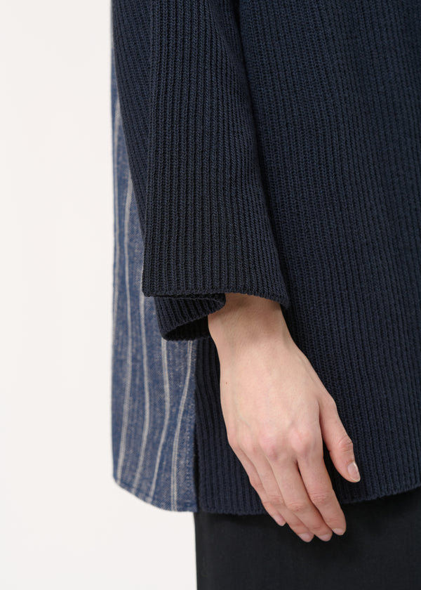 Gilet bleu marine manches 7/8ème ouvert - MARINE#couleur_MARINE