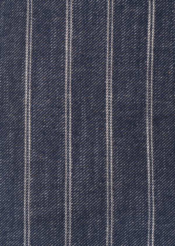 Pantalon bleu coupe carotte à rayures - DENIM#couleur_DENIM