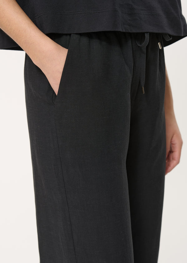 Pantalon large noir taille élastiquée - NOIR#couleur_NOIR