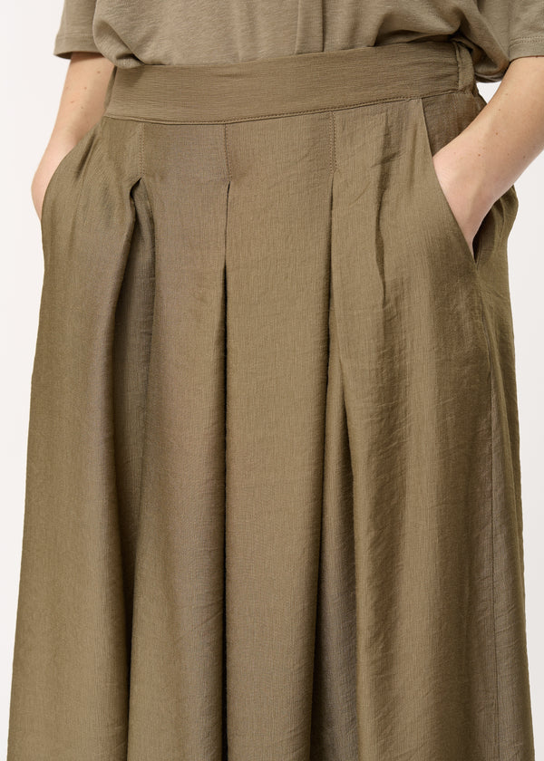 Pantalon kaki large plissé à taille haute - ARMY#couleur_ARMY
