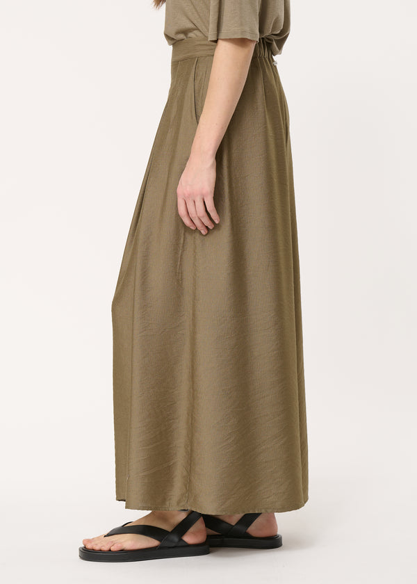Pantalon kaki large plissé à taille haute - ARMY#couleur_ARMY