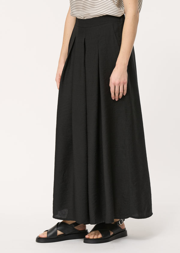 Pantalon noir large plissé à taille haute - NOIR#couleur_NOIR