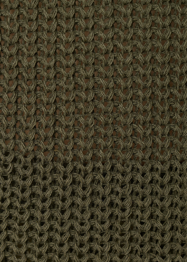 Débardeur kaki ample en maille ajourée - KAKI#couleur_KAKI
