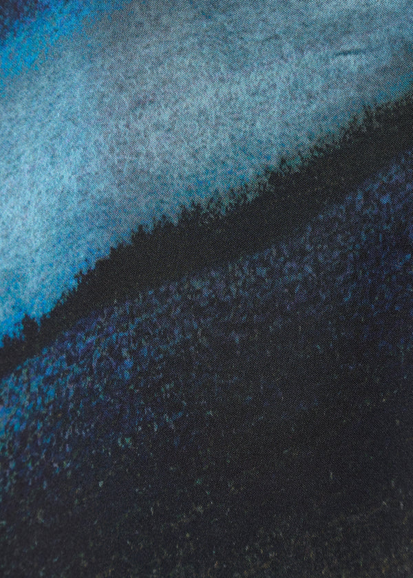 Robe droite mi-longue bleu marine à imprimé tye & dye - MARINE#couleur_MARINE