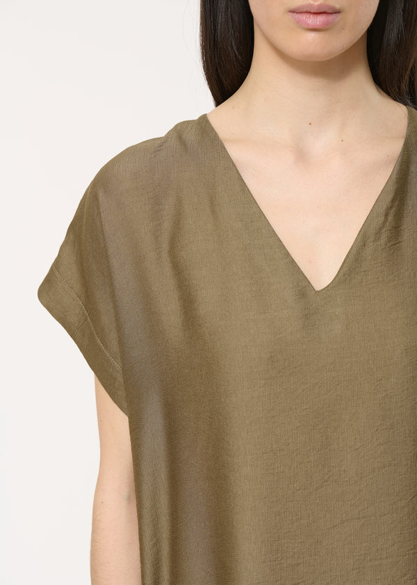 Robe mi-longue verte encolure v - ARMY#couleur_ARMY