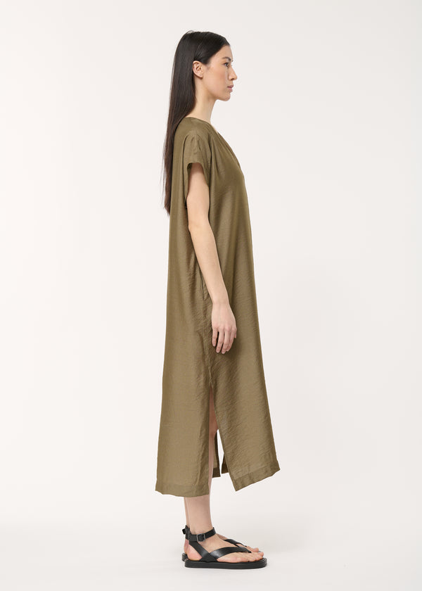 Robe mi-longue verte encolure v - ARMY#couleur_ARMY