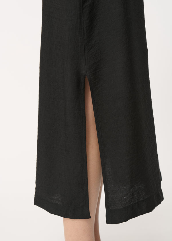 Robe mi-longue noire encolure v - NOIR#couleur_NOIR