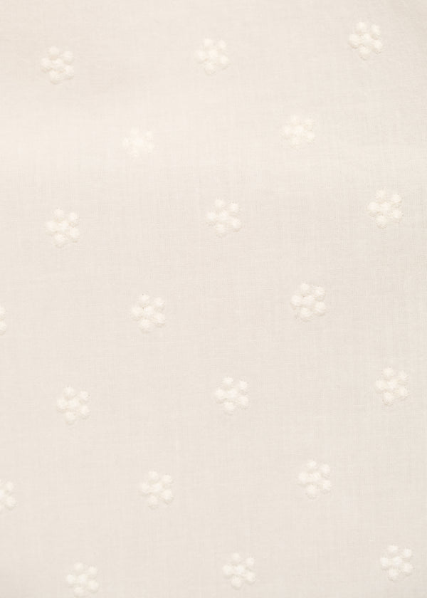 Robe cintrée oversize blanche en voile de coton brodé - ECRU#couleur_ECRU