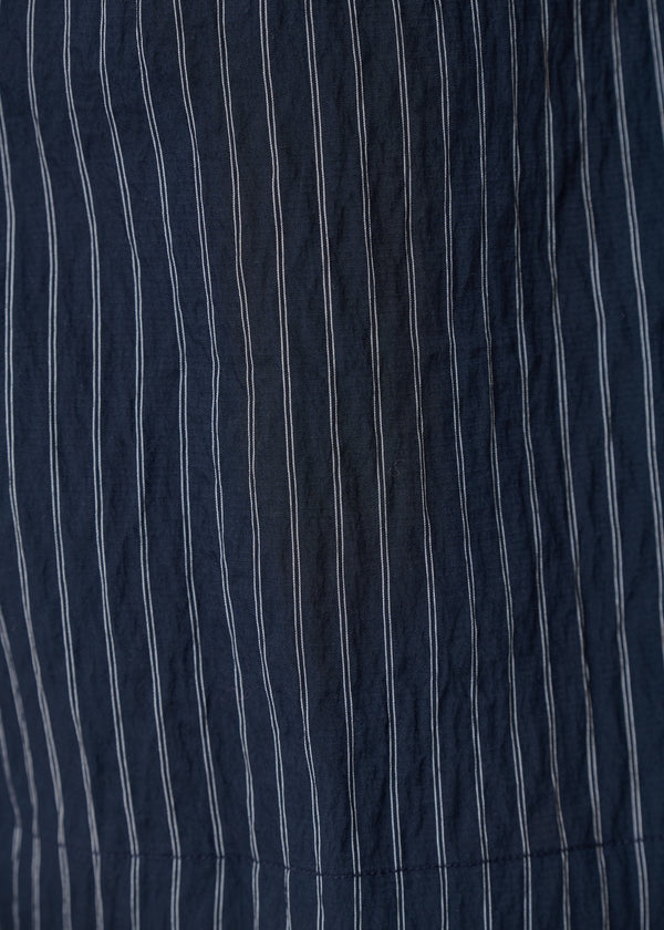 Short long bleu marine à fines rayures - MARINE#couleur_MARINE