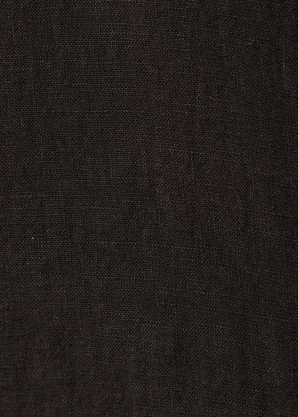 Top noir droit en lin manches courtes - NOIR#couleur_NOIR