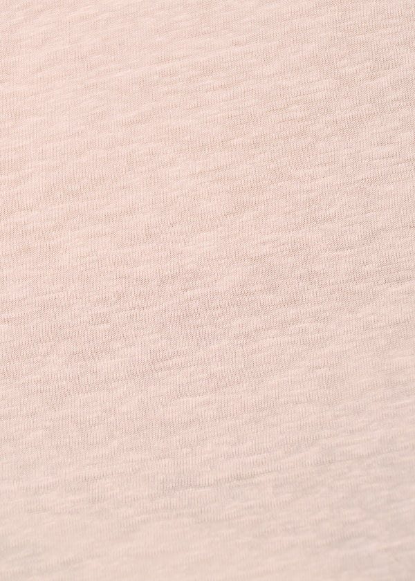 T-shirt rose poudré à manches courtes en lin et lyocell - POUDRE#couleur_POUDRE