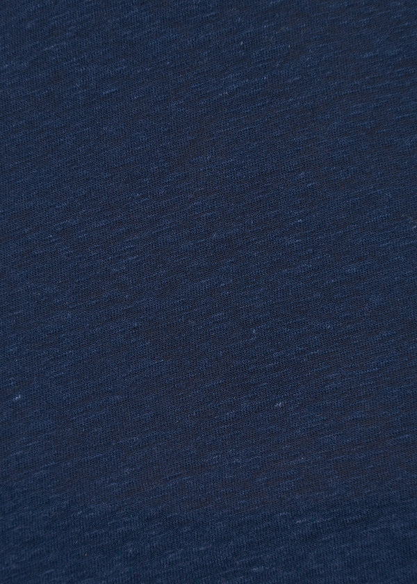 T-shirt bleu marine à manches courtes en lin et lyocell - MARINE#couleur_MARINE