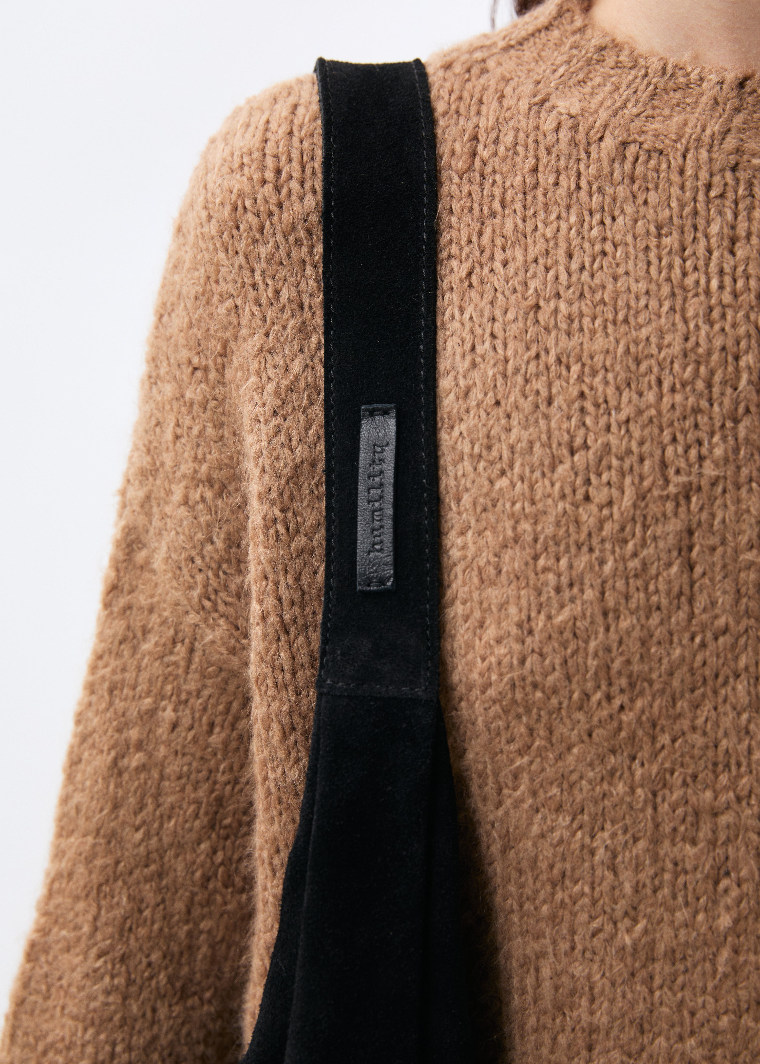 Sac hobo noir en daim - NOIR#couleur_NOIR