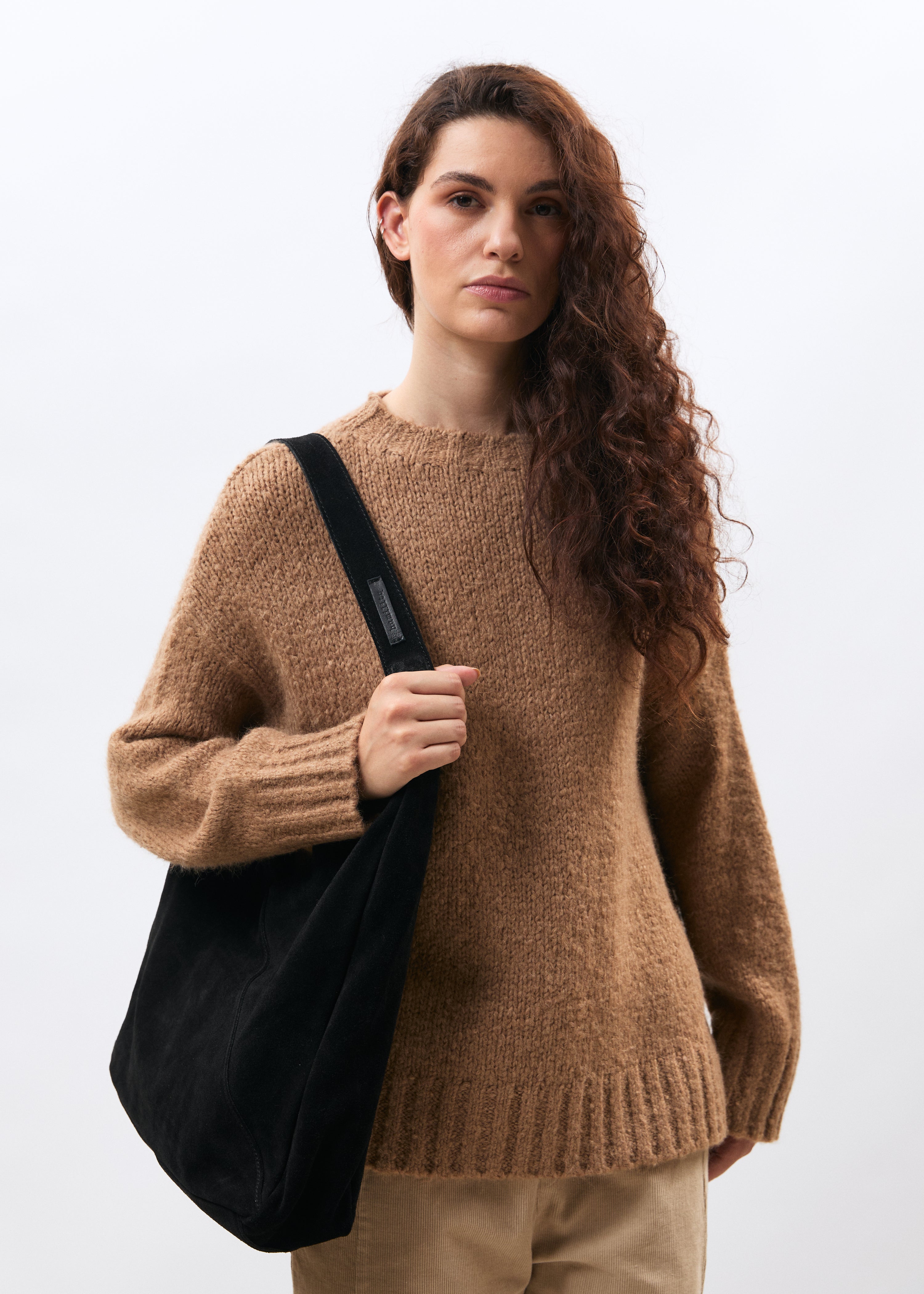 Sac hobo noir en daim - NOIR#couleur_NOIR
