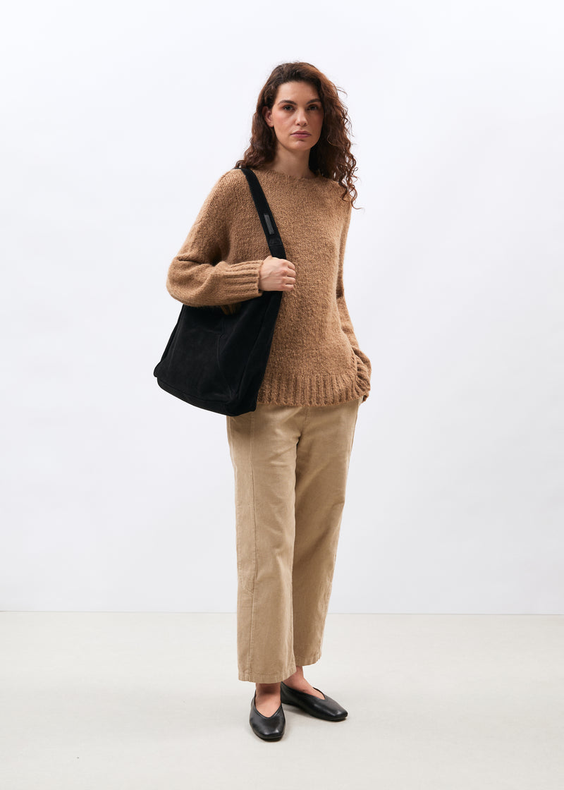 Sac hobo noir en daim - NOIR#couleur_NOIR
