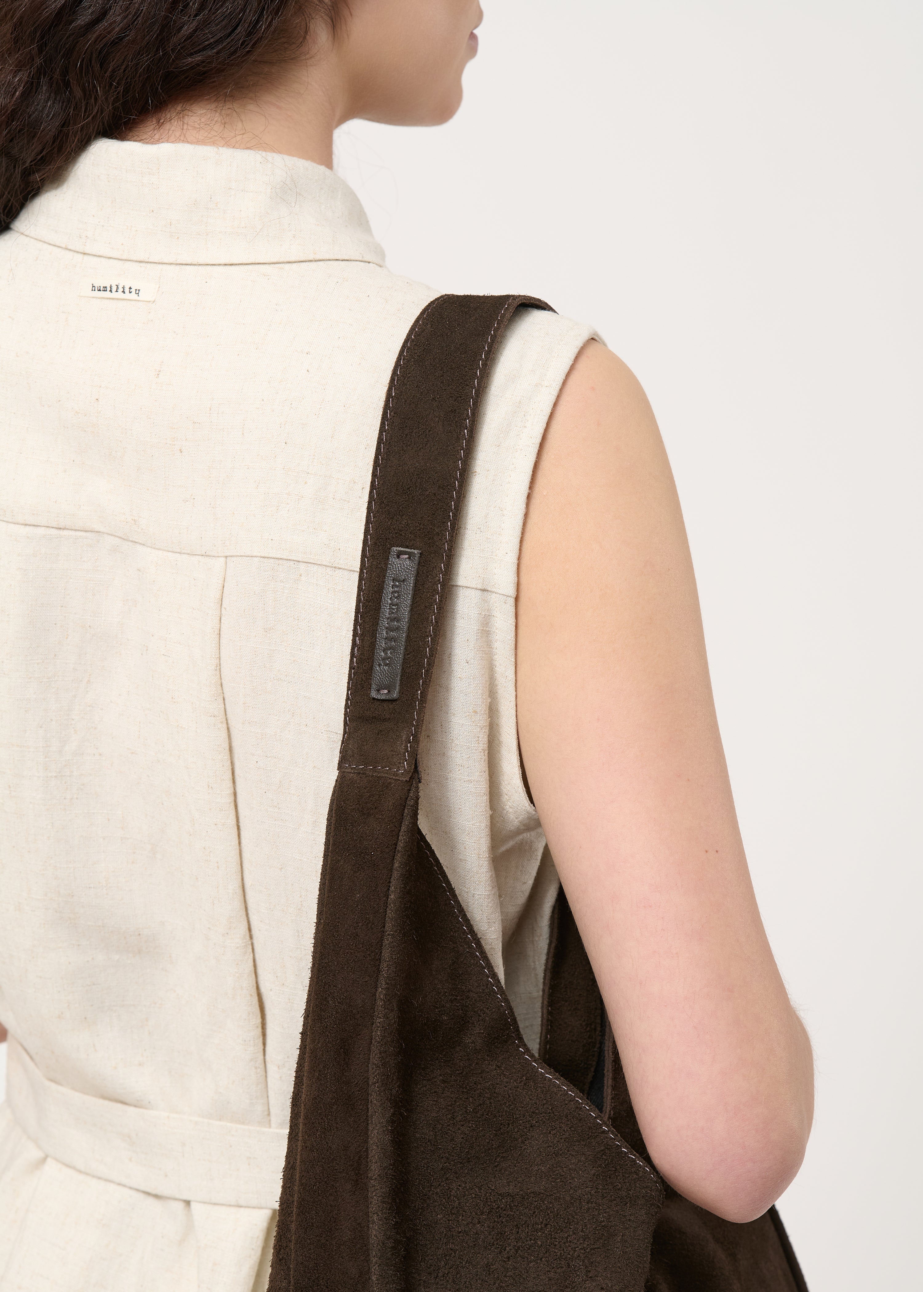Sac à main hobo marron en daim - CHOCOLAT#couleur_CHOCOLAT