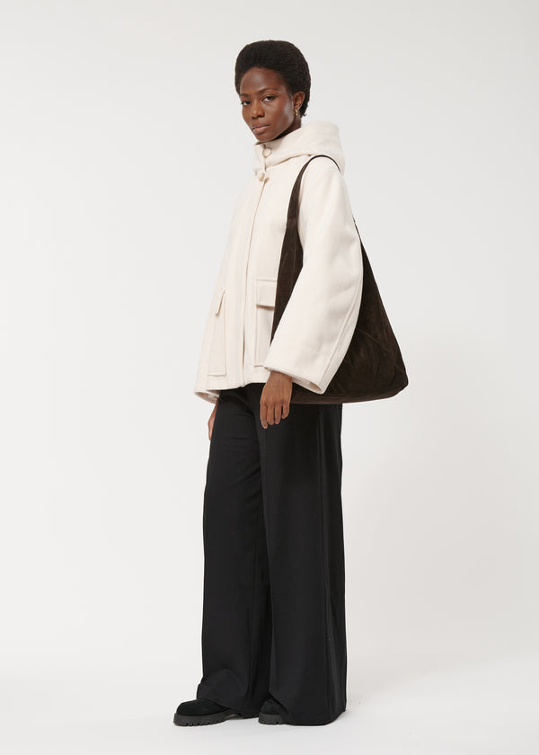 Sac à main hobo marron en daim - CHOCOLAT#couleur_CHOCOLAT