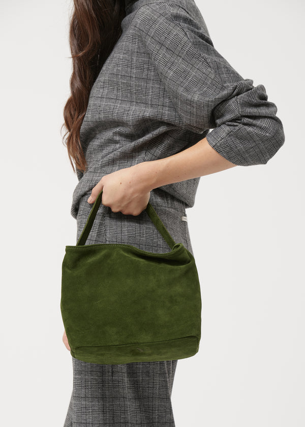 Sac à main kaki en daim - KAKI#couleur_KAKI