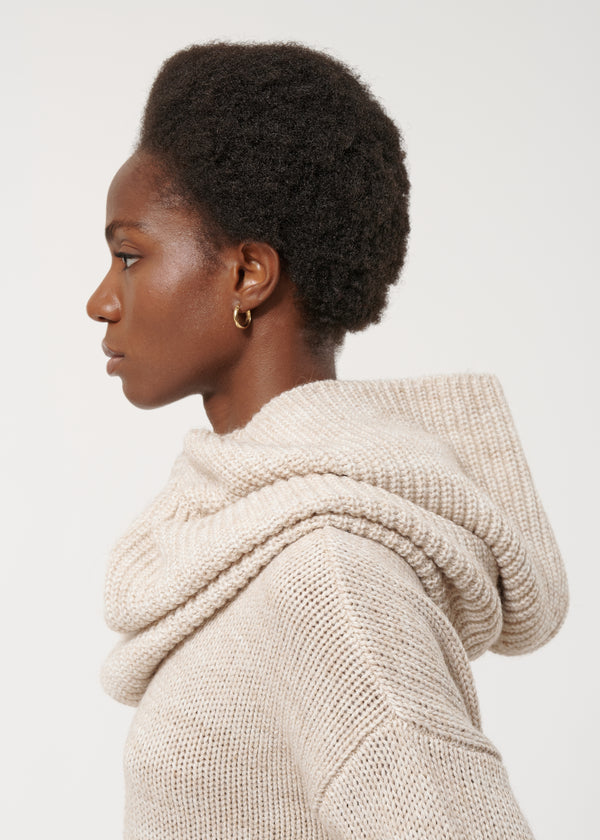 Cagoule blanche oversize en maille - OFF WHITE#couleur_OFF WHITE