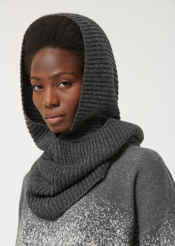 Cagoule grise oversize en maille - ANTHRACITE#couleur_ANTHRACITE