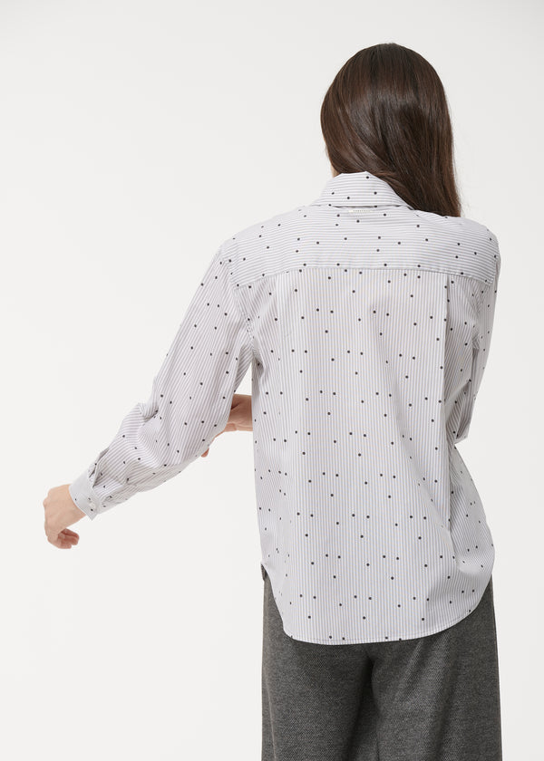 Chemise grise à rayures et pois - GRIS CLAIR#couleur_GRIS CLAIR