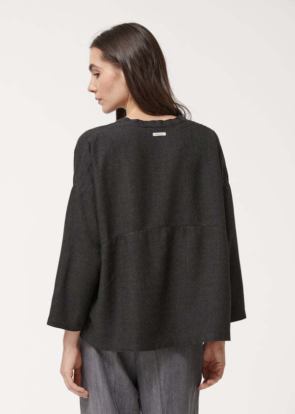 Chemise grise oversize en flanelle de coton - ANTHRACITE#couleur_ANTHRACITE