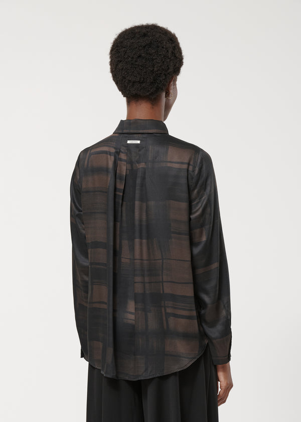 Chemise marron droite à carreaux - CHOCOLAT#couleur_CHOCOLAT