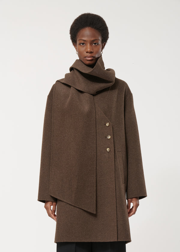 Manteau marron oversize en laine mélangée - CHOCOLAT#couleur_CHOCOLAT