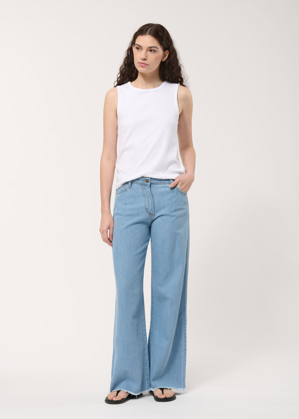 Jean bleu clair droit en denim fluide - CIEL#couleur_CIEL