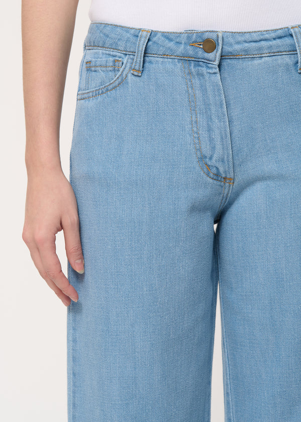 Jean bleu clair droit en denim fluide - CIEL#couleur_CIEL