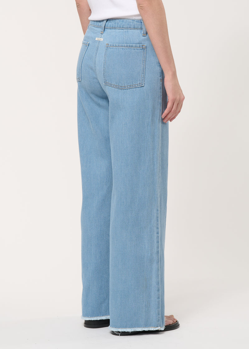 Jean bleu clair droit en denim fluide - CIEL#couleur_CIEL