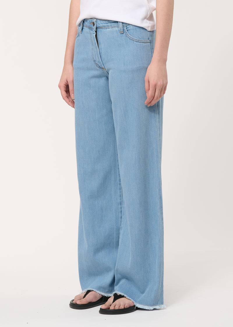 Jean bleu clair droit en denim fluide - CIEL#couleur_CIEL