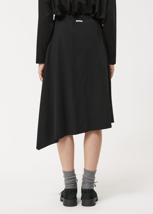 Jupe asymétrique noire effet drapé - NOIR#couleur_NOIR