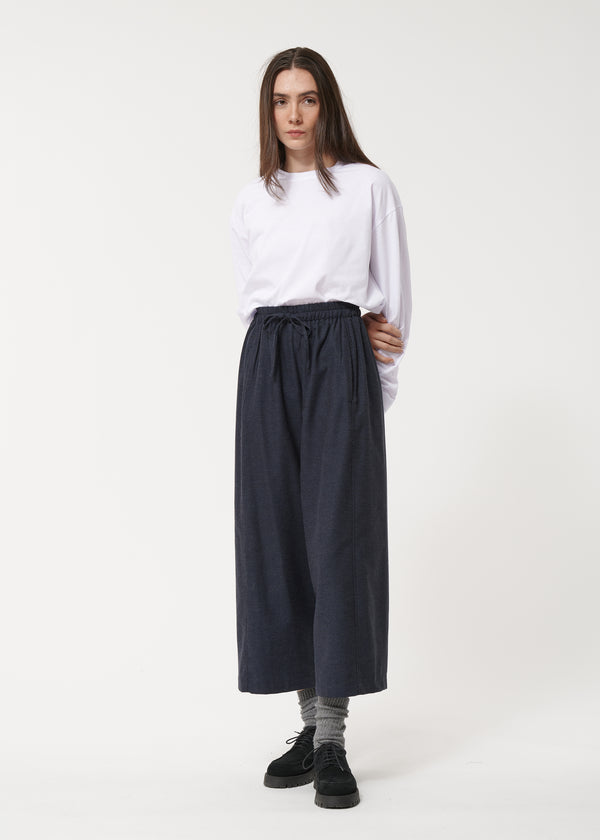 Pantalon large bleu marine à imprimé - MARINE#couleur_MARINE