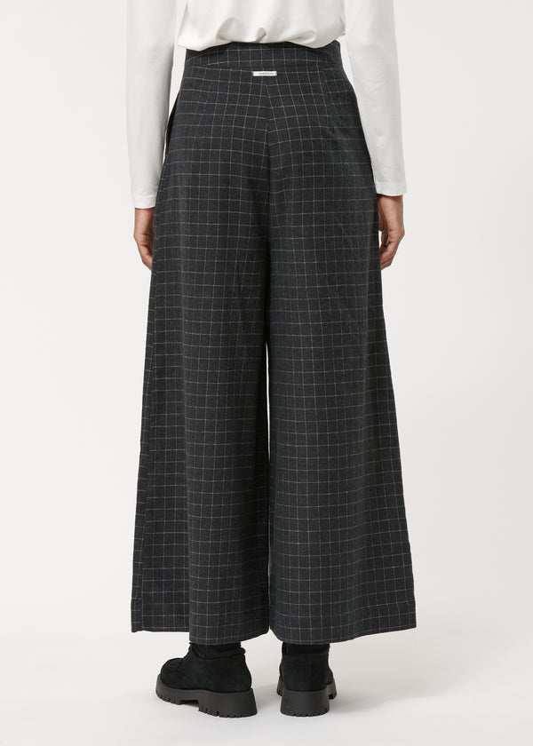 Pantalon gris longueur 7/8ème à carreaux taille haute - ANTHRACITE#couleur_ANTHRACITE