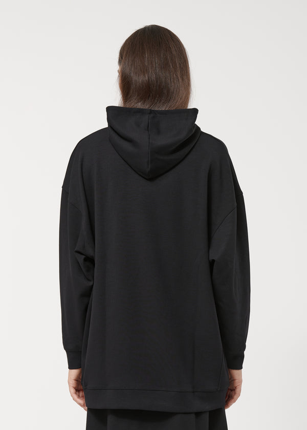 Sweat à capuche noir oversize manches longues - NOIR#couleur_NOIR