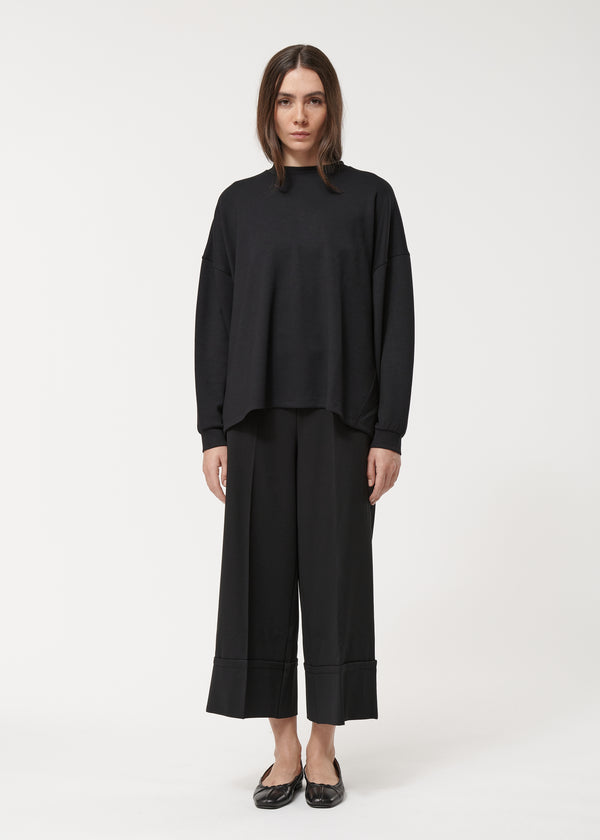 Sweat shirt noir oversize manches longues - NOIR#couleur_NOIR