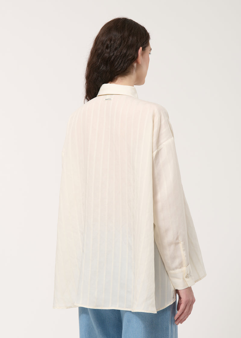 Chemise blanche oversize rayures texturées - OFF WHITE#couleur_OFF WHITE