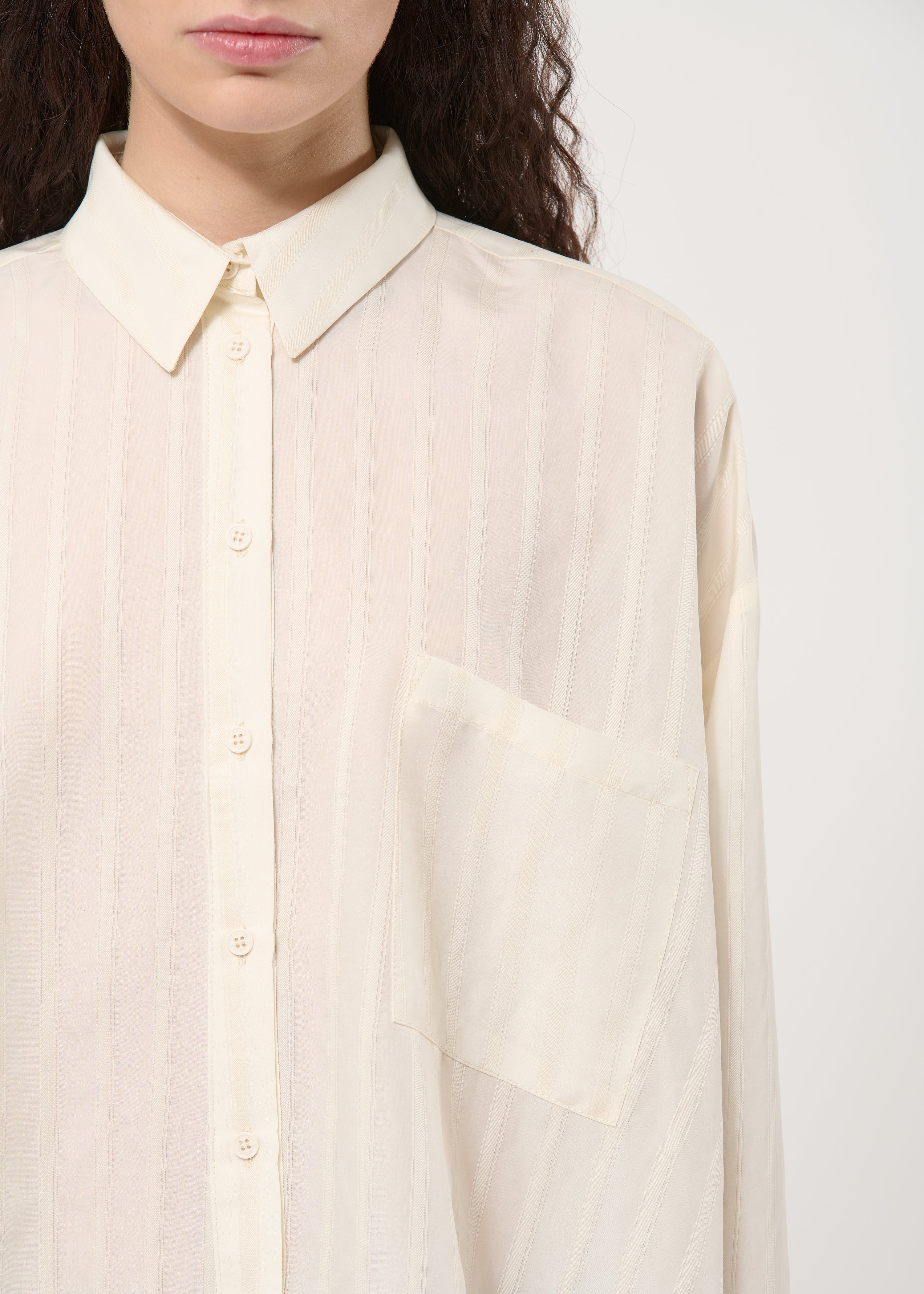 Chemise blanche oversize rayures texturées - OFF WHITE#couleur_OFF WHITE