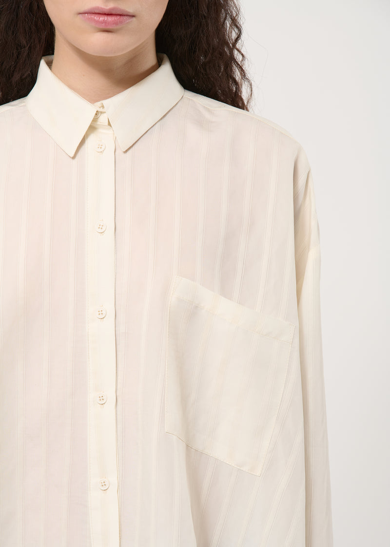 Chemise blanche oversize rayures texturées - OFF WHITE#couleur_OFF WHITE