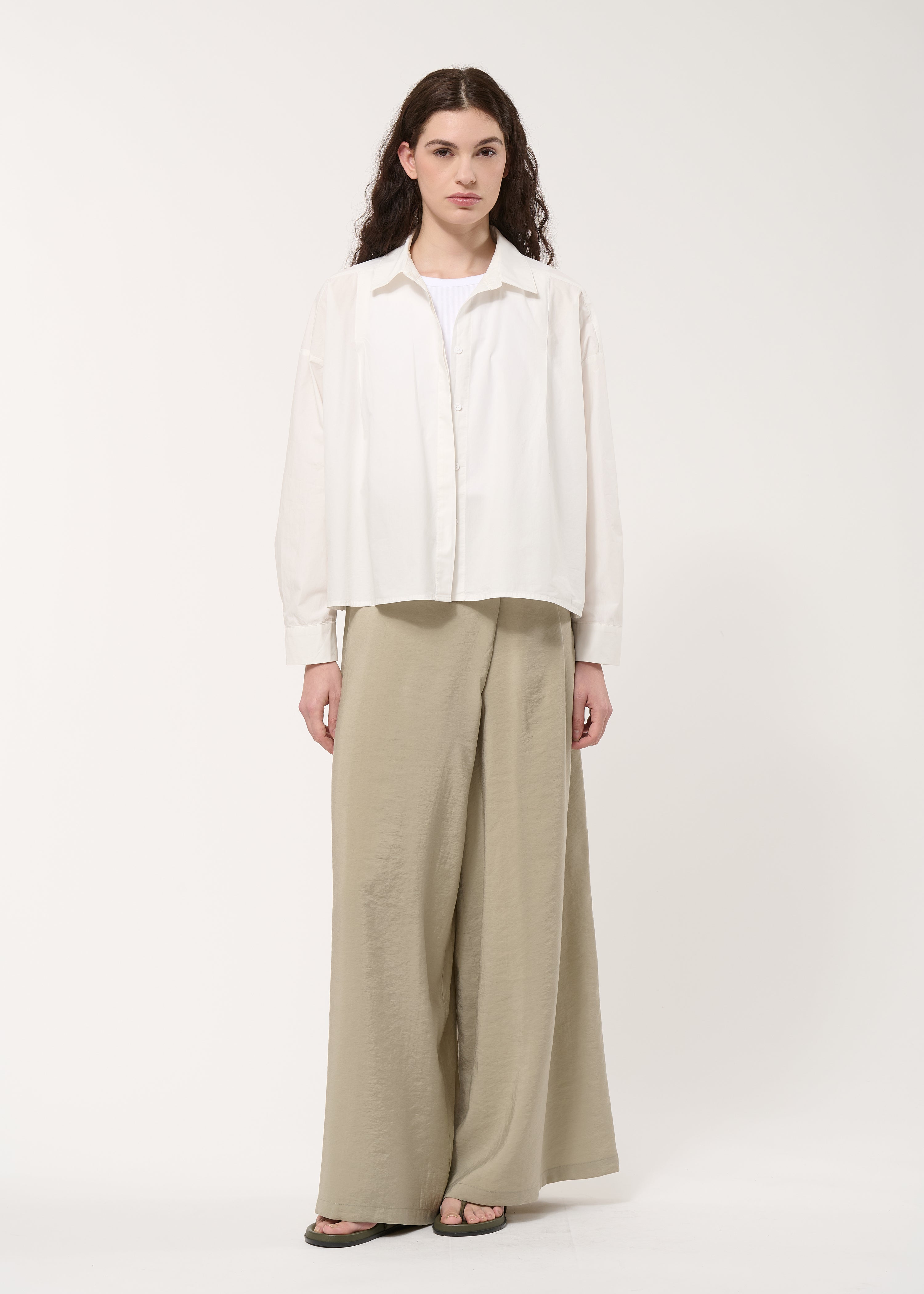 Chemise blanche oversize en popeline de coton - OFF WHITE#couleur_OFF WHITE