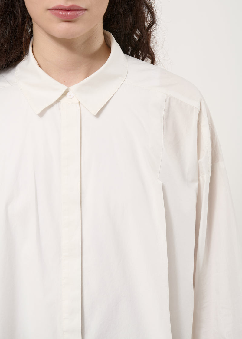 Chemise blanche oversize en popeline de coton - OFF WHITE#couleur_OFF WHITE