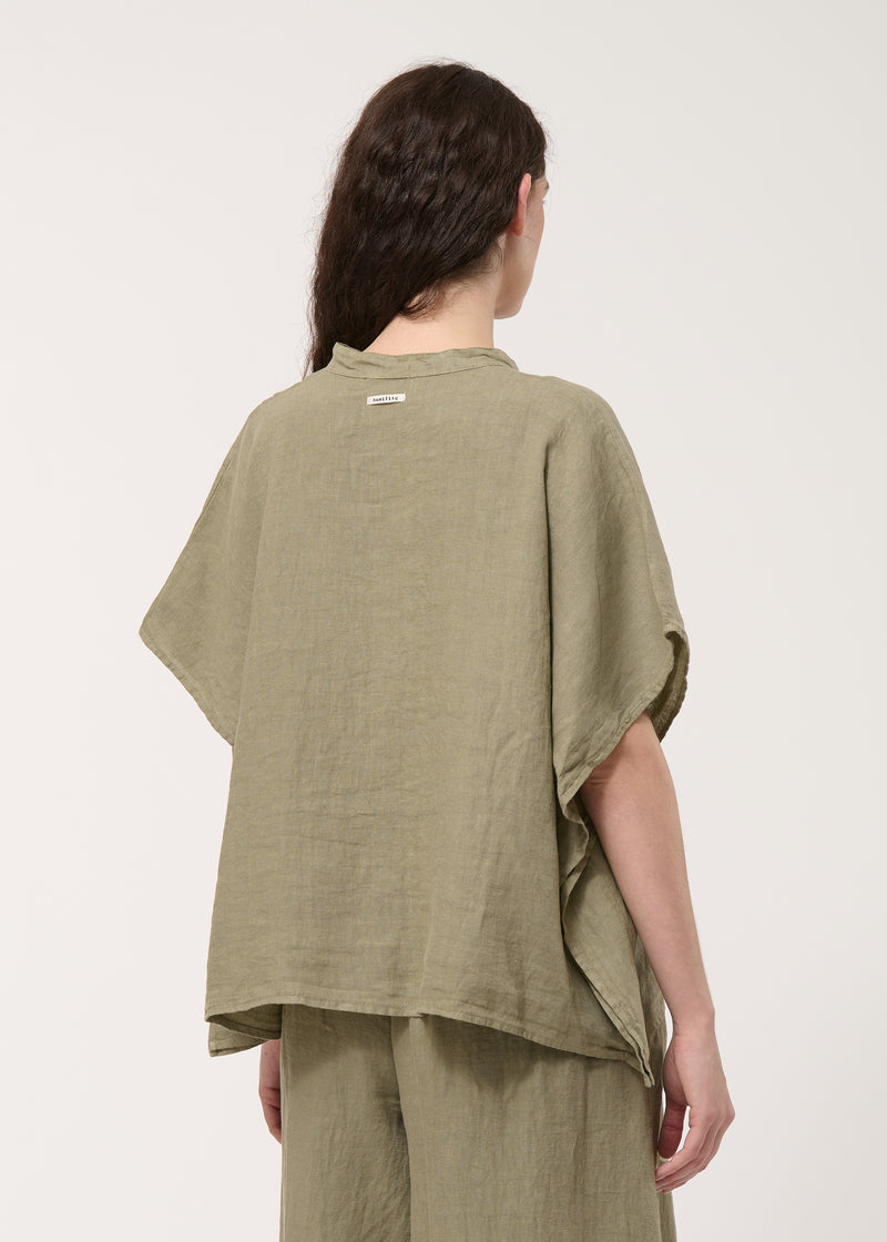 Chemisier kaki oversize en lin - ARMY#couleur_ARMY