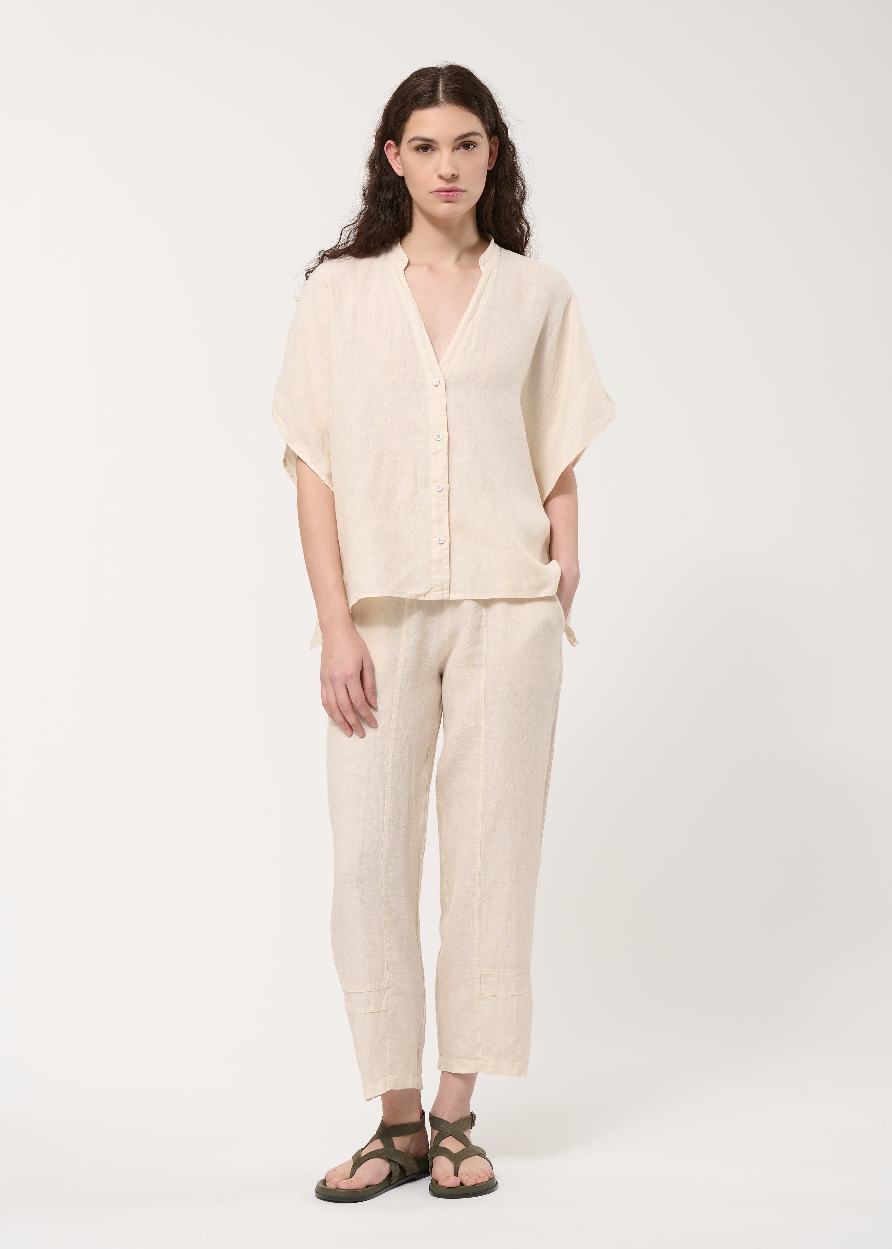 Chemisier beige oversize en lin - NATUREL#couleur_NATUREL